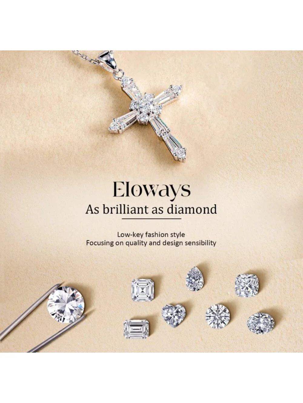 Stunning Moissanite Cross Necklace in Sterling Silver - Perfect Wedding